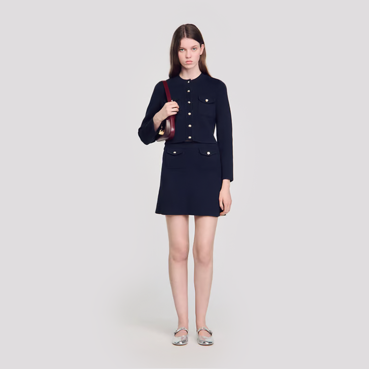Octavia Short Rib-Knit Skirt dark navy