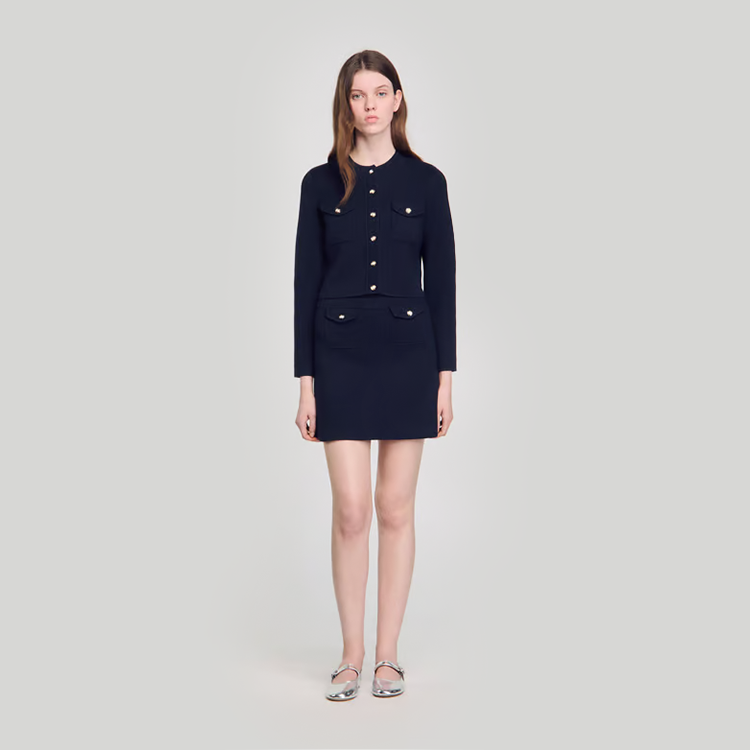 Octavia Short Rib-Knit Skirt dark navy