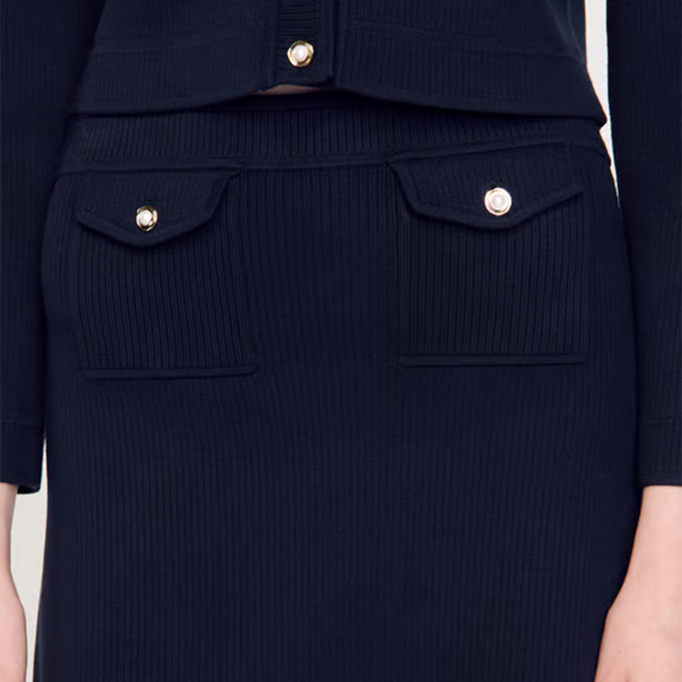Octavia Short Rib-Knit Skirt dark navy