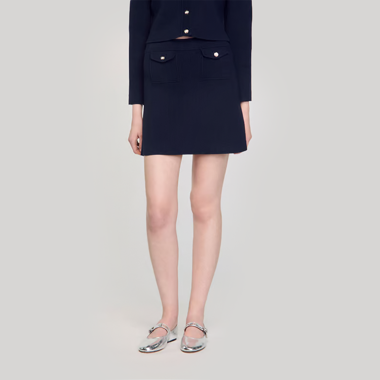 Octavia Short Rib-Knit Skirt dark navy