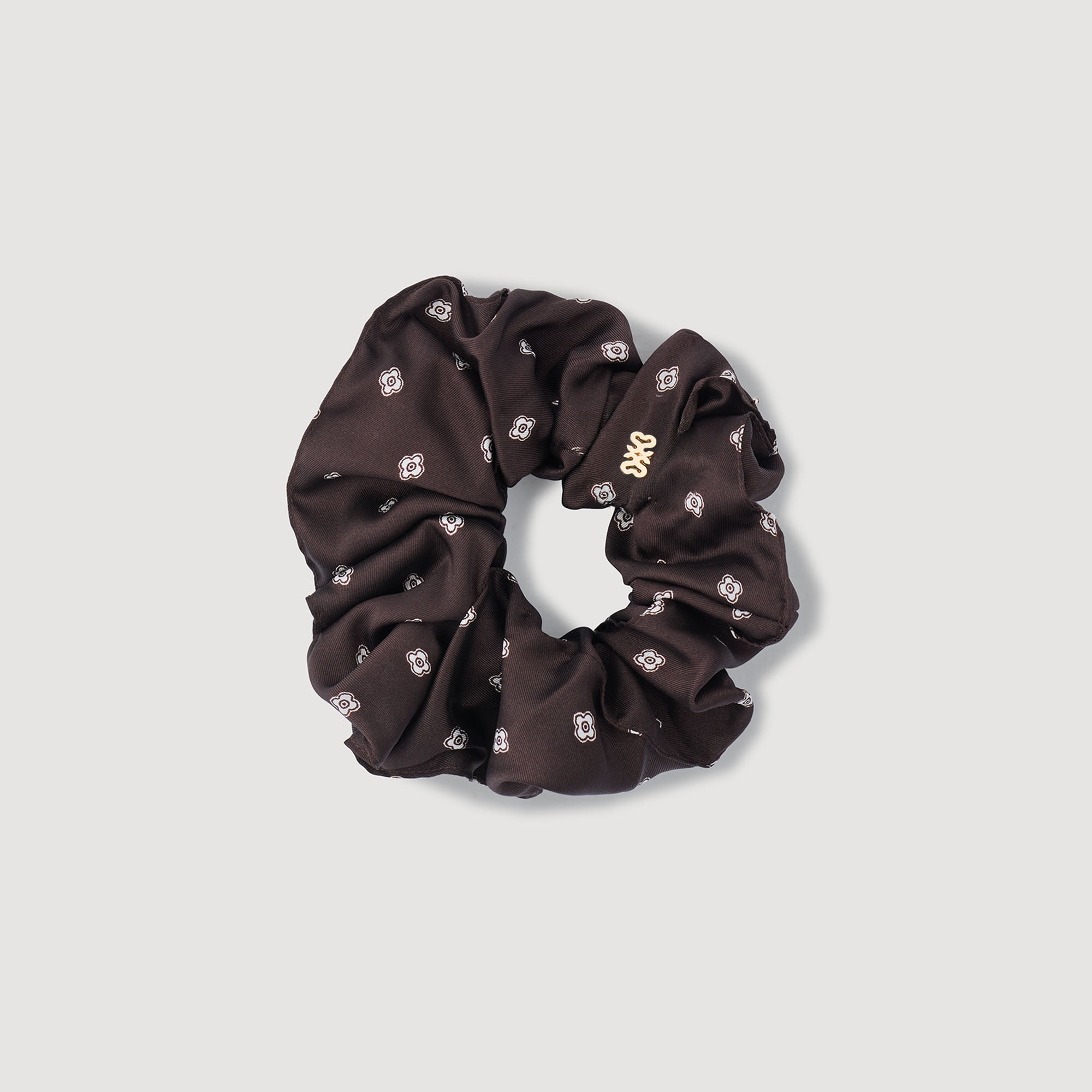 Chouchou Patterned Scrunchie Brown / White