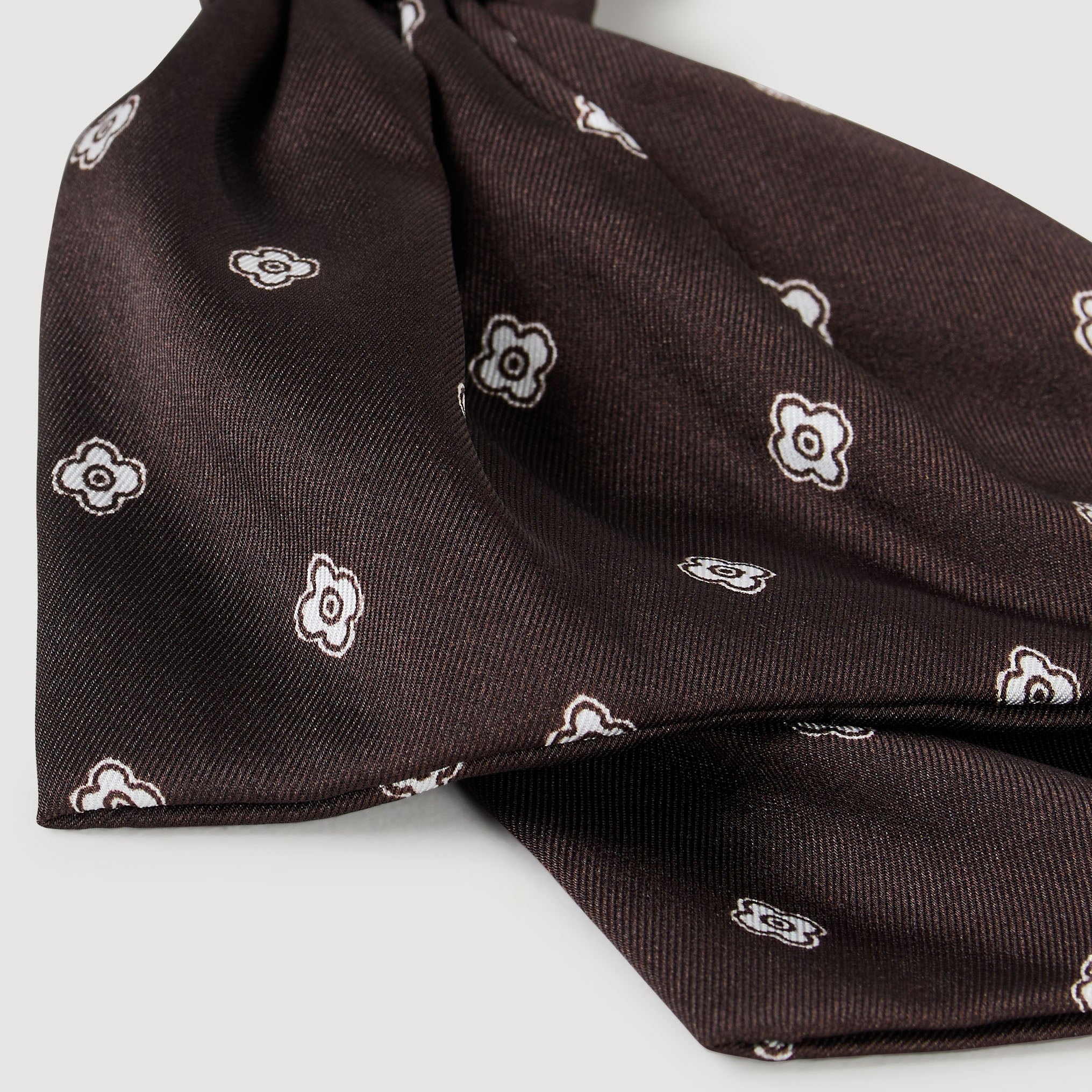 Noeud Printed Satin Bow Barrette Brown / White