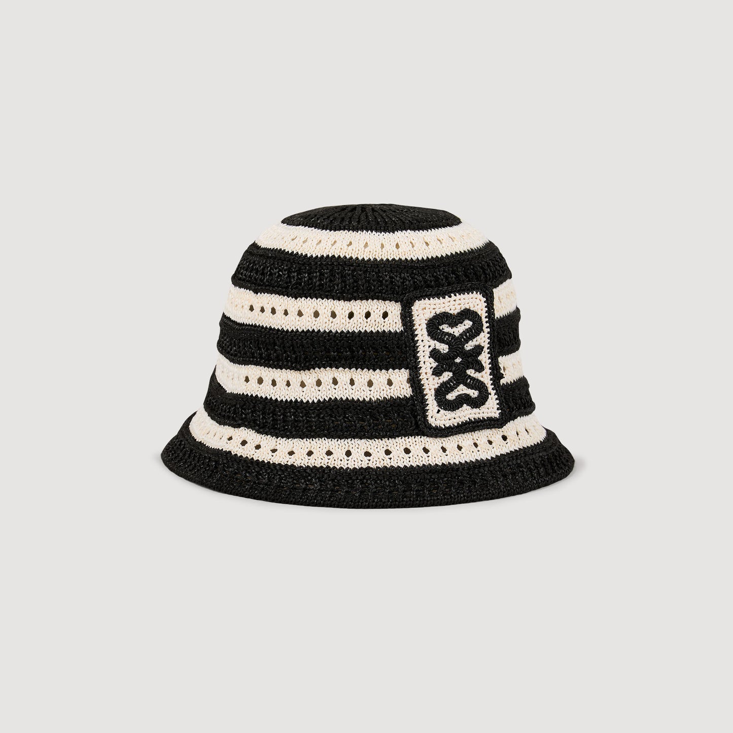 Bob Crochet Striped Crochet Bucket Hat Ecru / Black