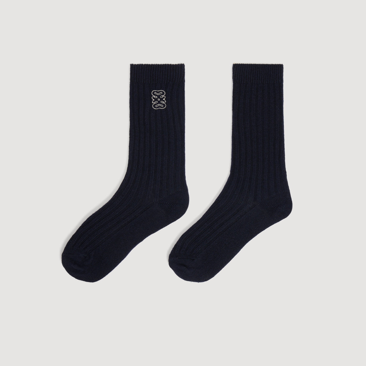 Orelle Ribbed logo socks Navy Blue