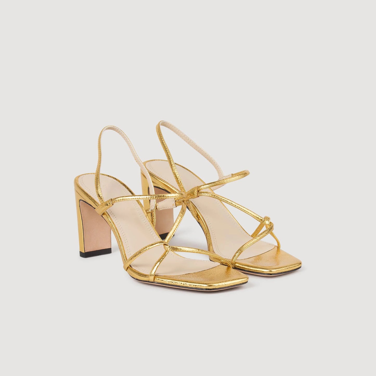 Embossed Leather Sandals Gold