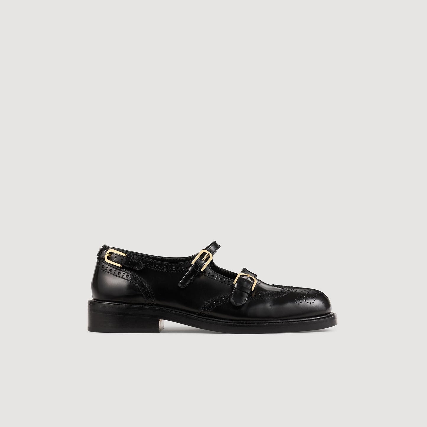 Multi-Buckle Open Derbies Black