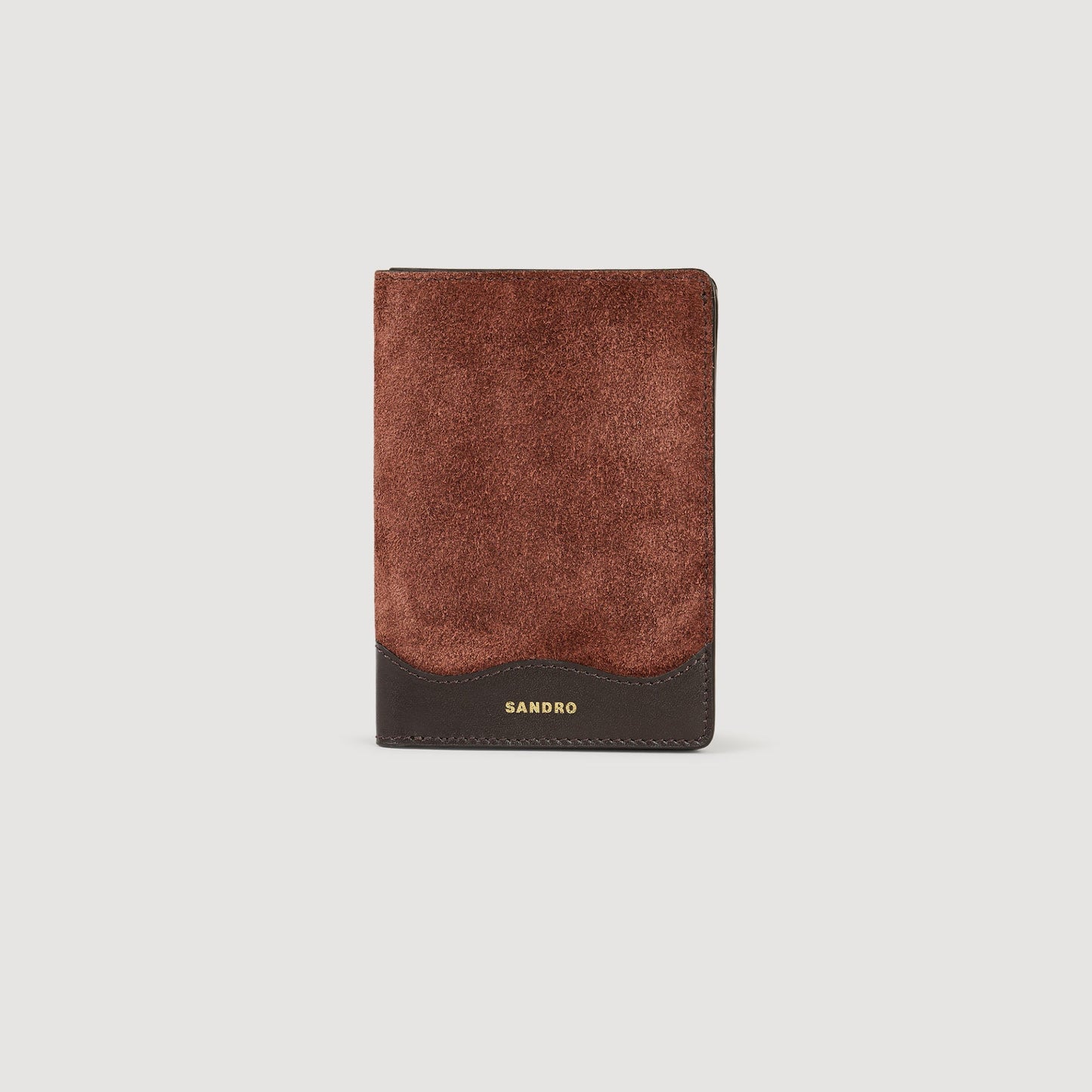 Jet-Lag Leather And Suede Passport Case Mahogany