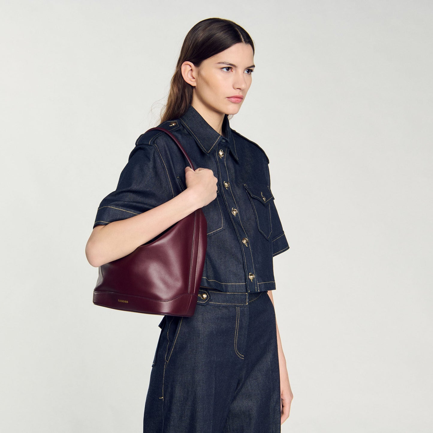 Leather Bucket Bag Tangoso Bordeaux