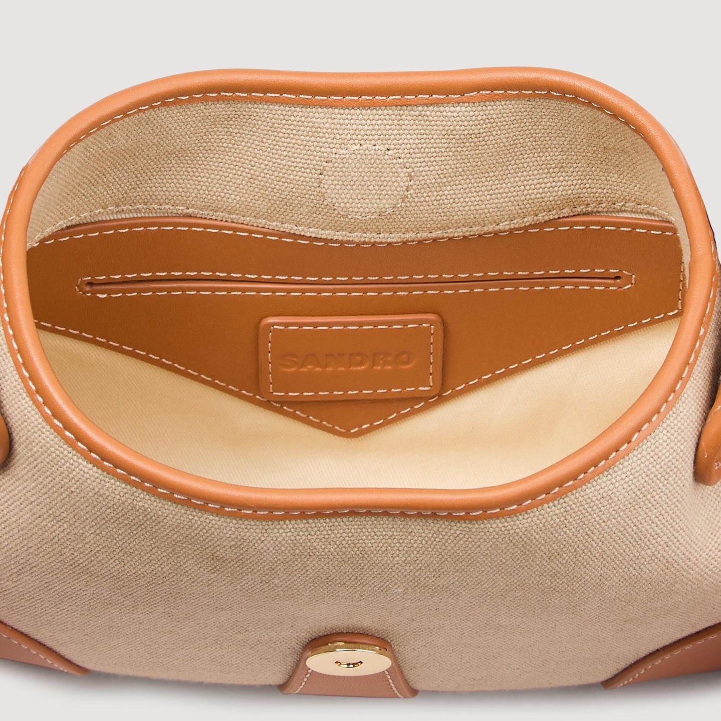 Janet Canvas And Leather Bag Beige
