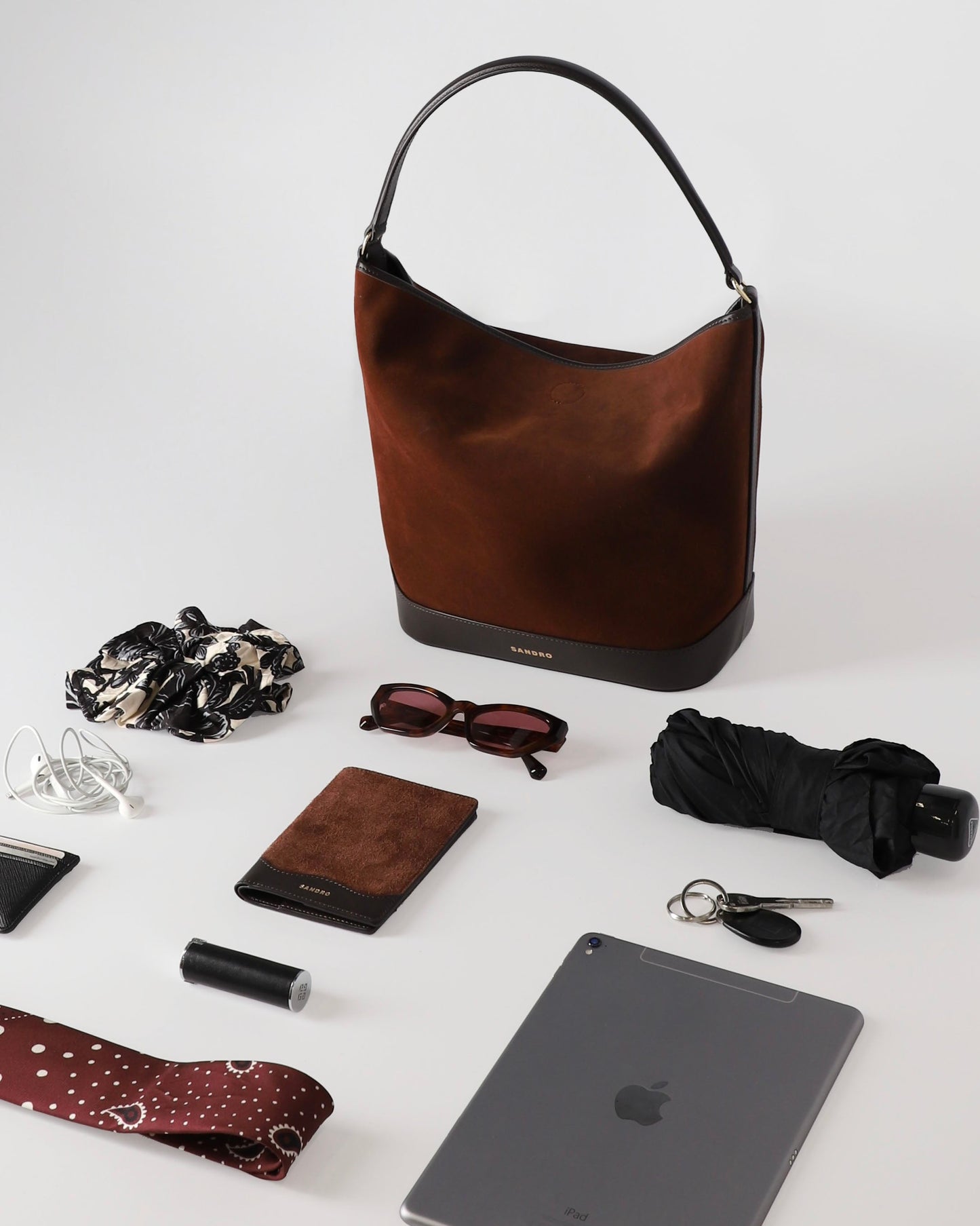 Tangoso Suede And Leather Bag Tangoso Mahogany