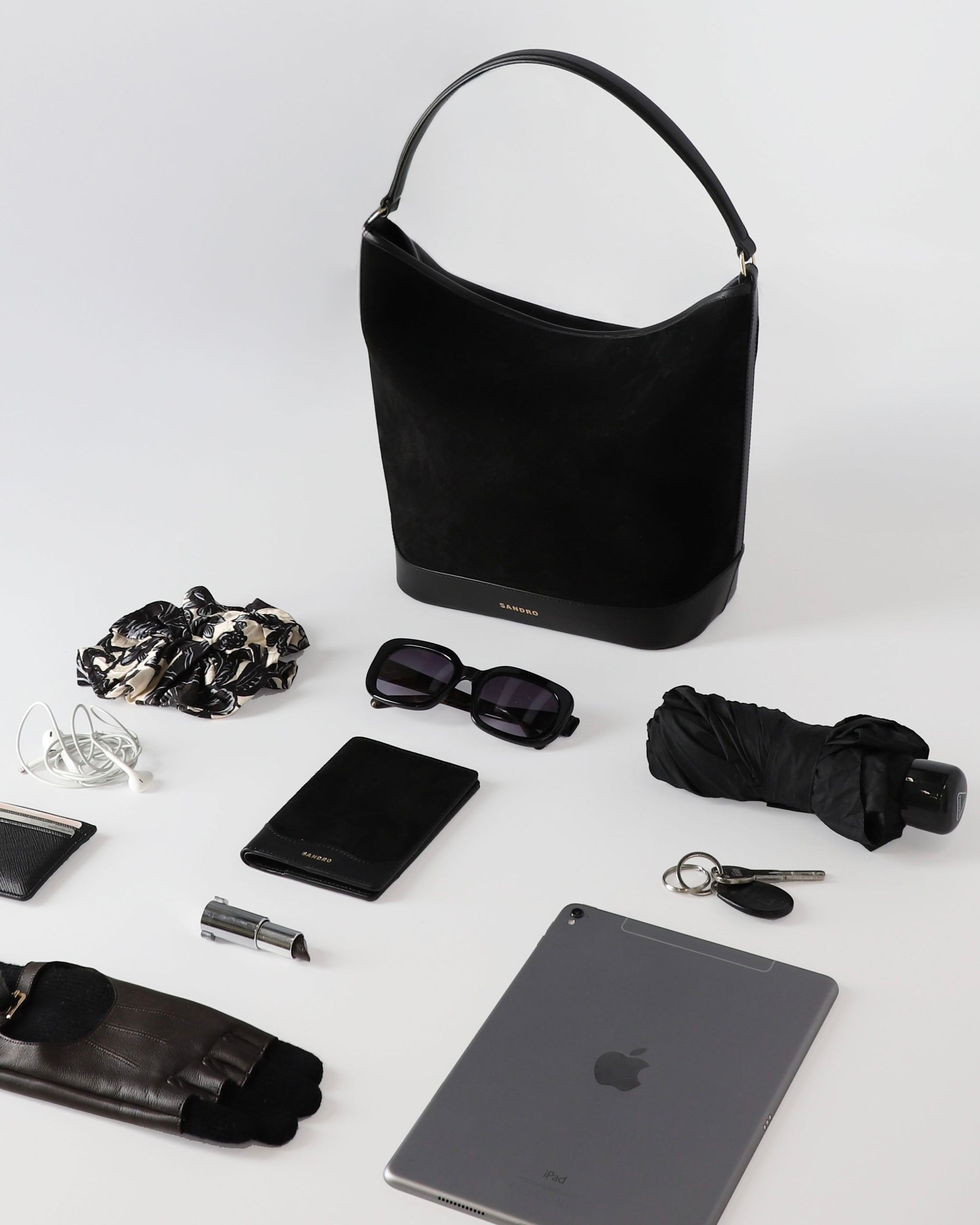 Tangoso Soft Suede Shopping Bag Black