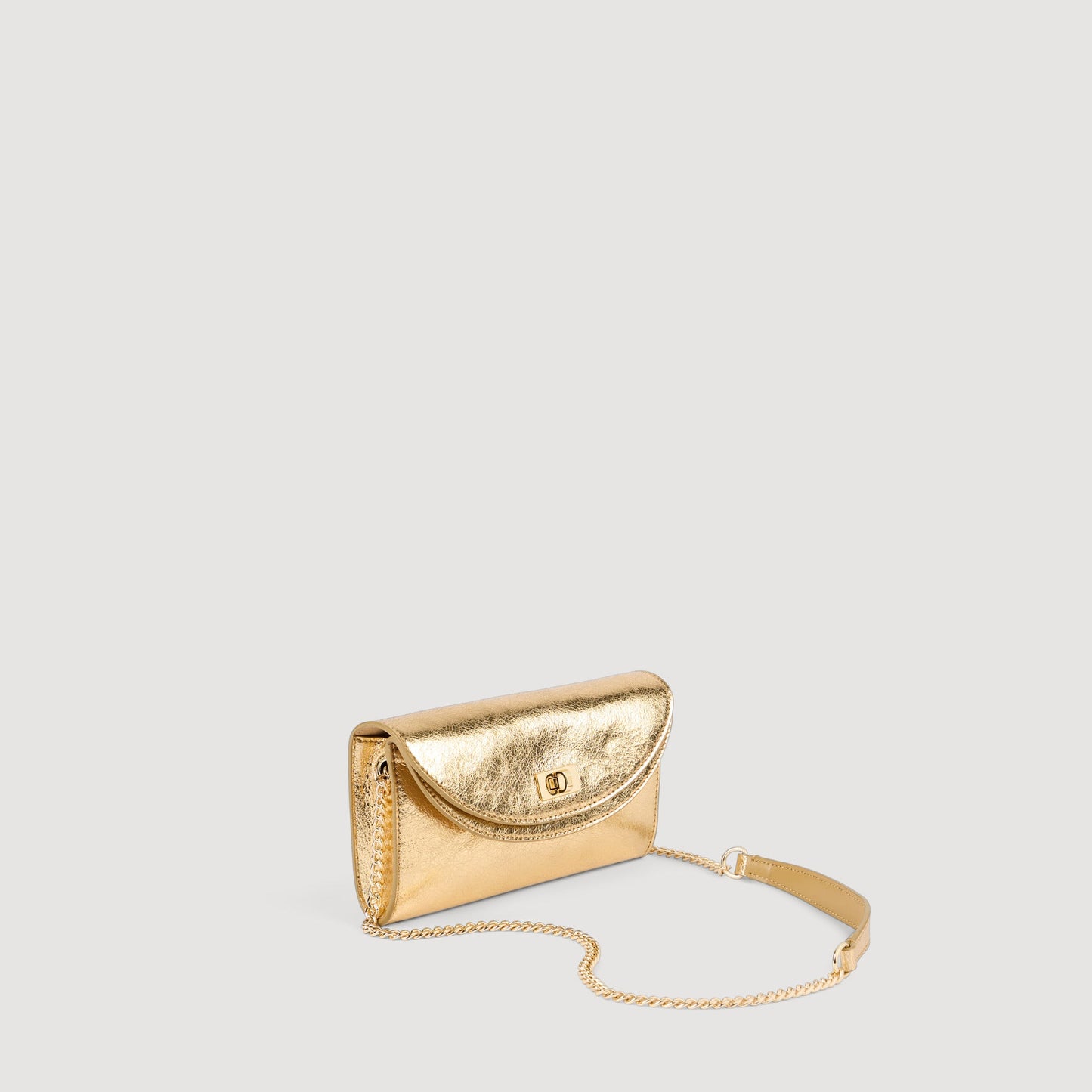 Le Mambo Pocket Mambo Metallic Leather Clutch Gold