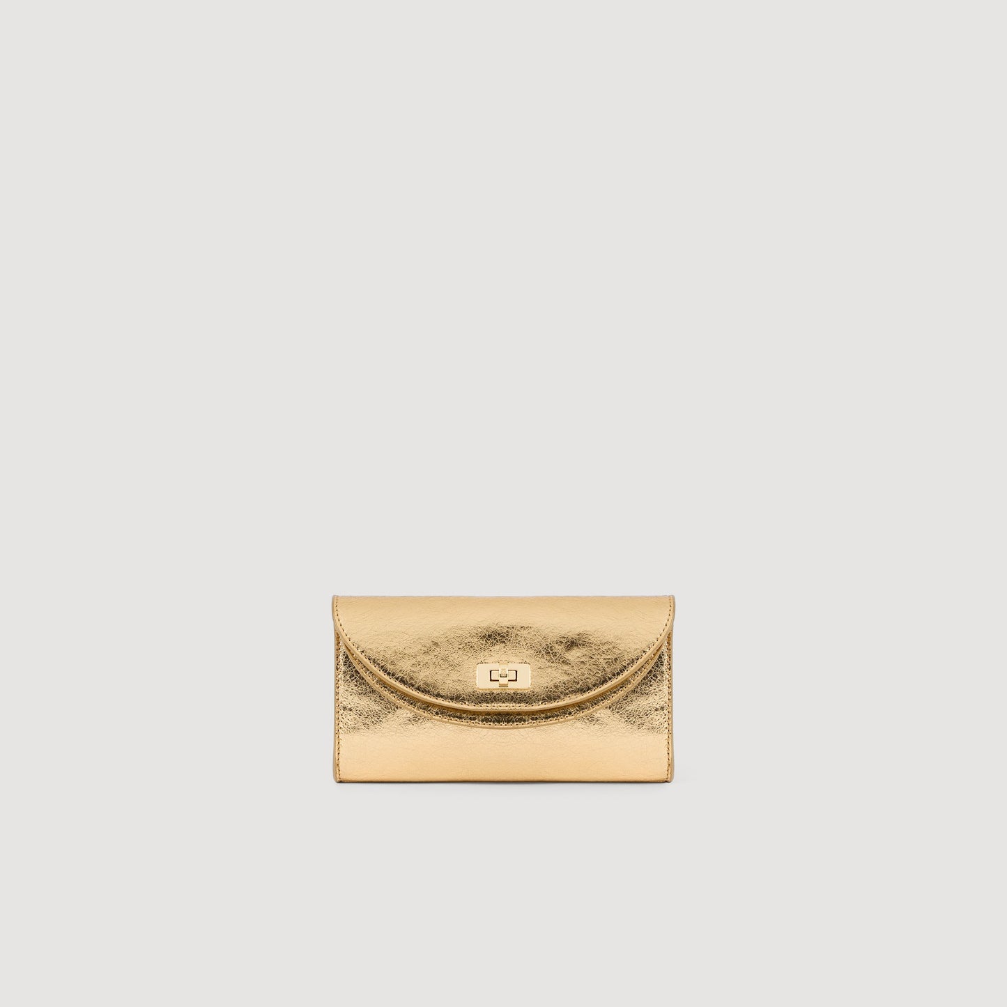 Le Mambo Pocket Mambo Metallic Leather Clutch Gold