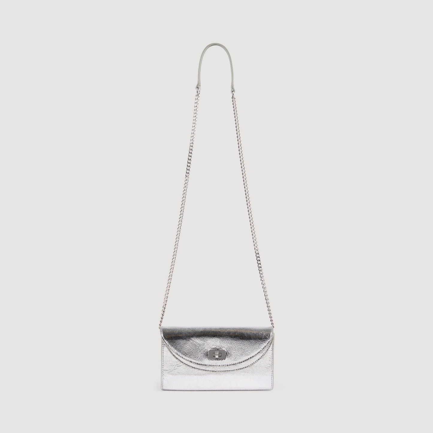 Le Mambo Pocket Mambo Leather Clutch Silver