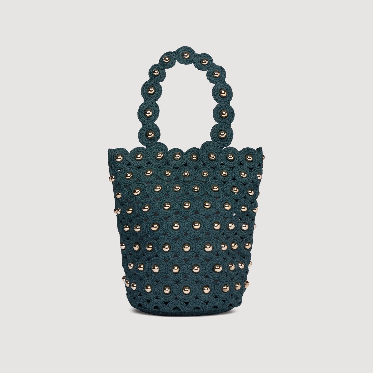 Lanea Beaded Crochet Bucket Bag DARK GREEN