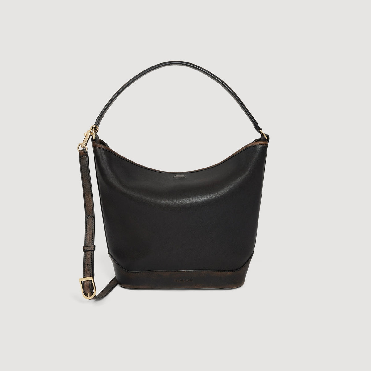 Tangoso Used Tangoso Aged Leather Bucket Bag Brown