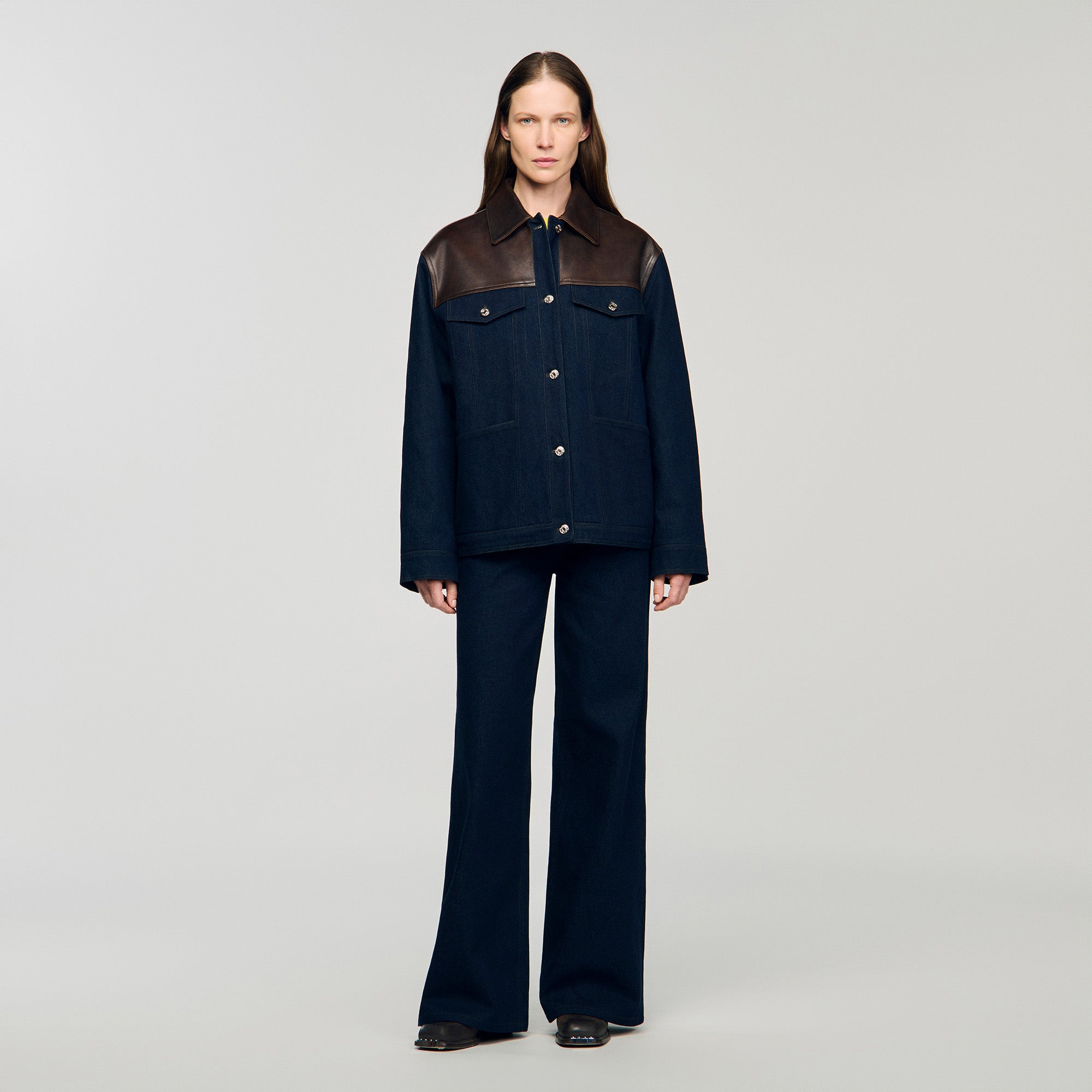 Raphael Denim And Leather Jacket Blue Jean