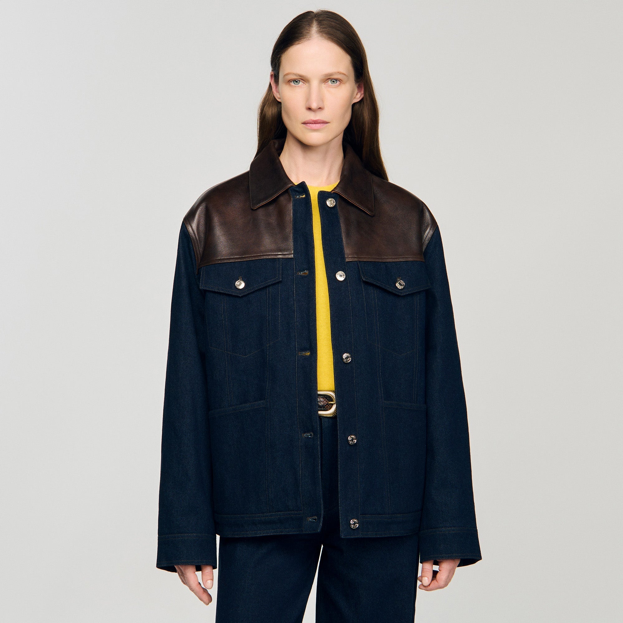 Raphael Denim And Leather Jacket Blue Jean