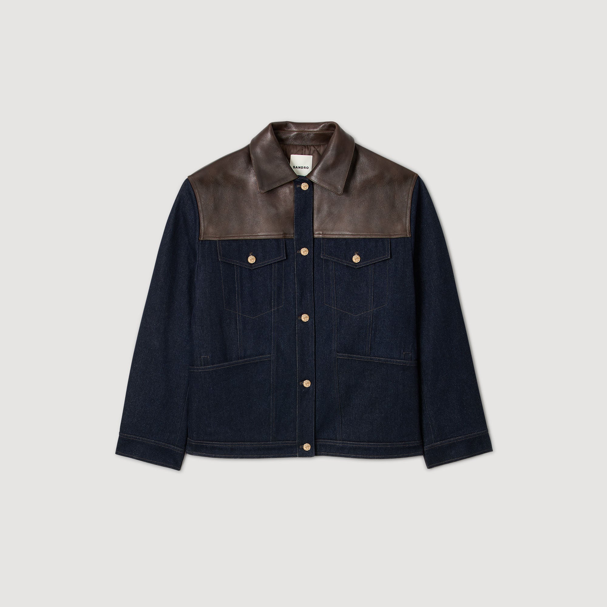 Raphael Denim And Leather Jacket Blue Jean