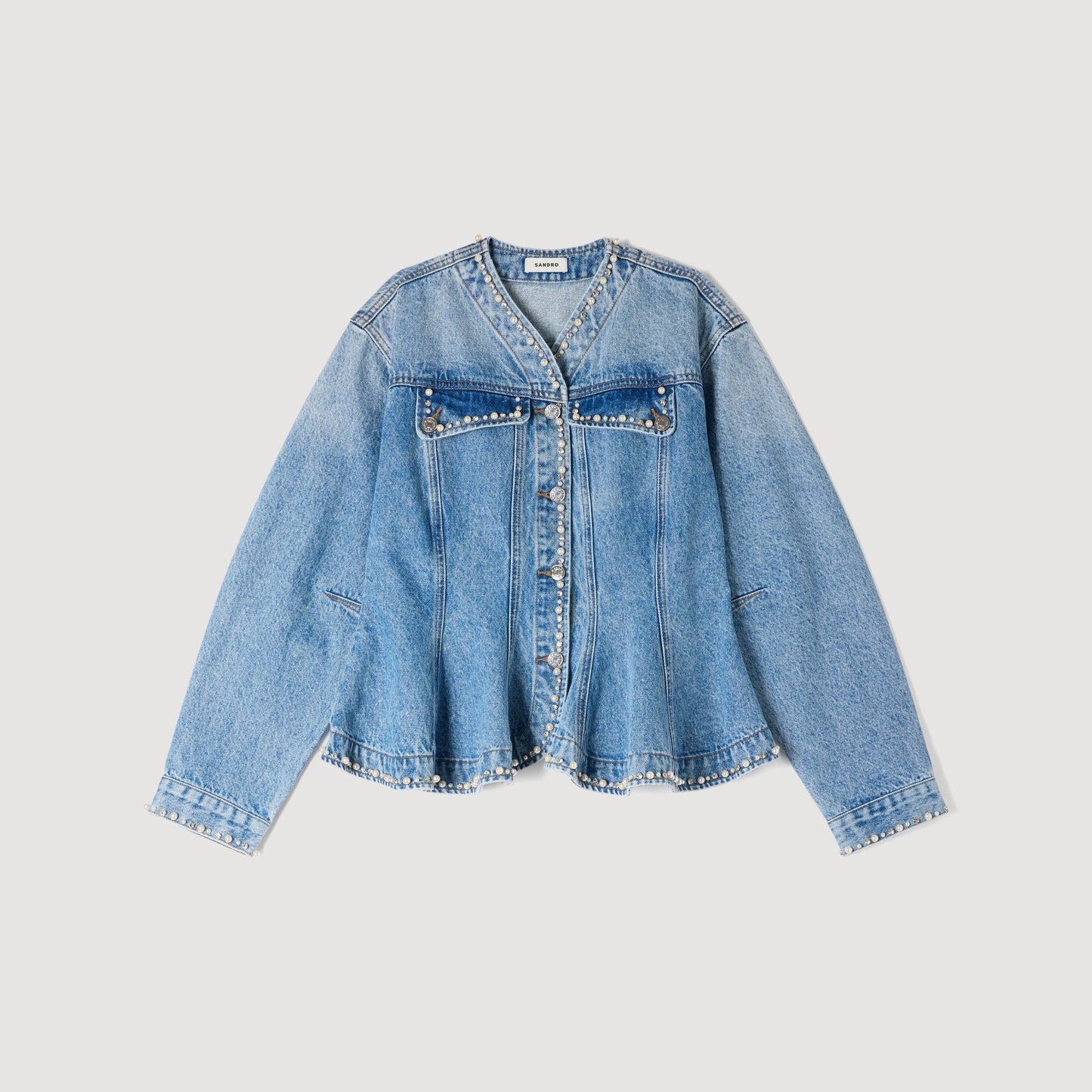 Riley Beaded Denim Jacket Blue Jean