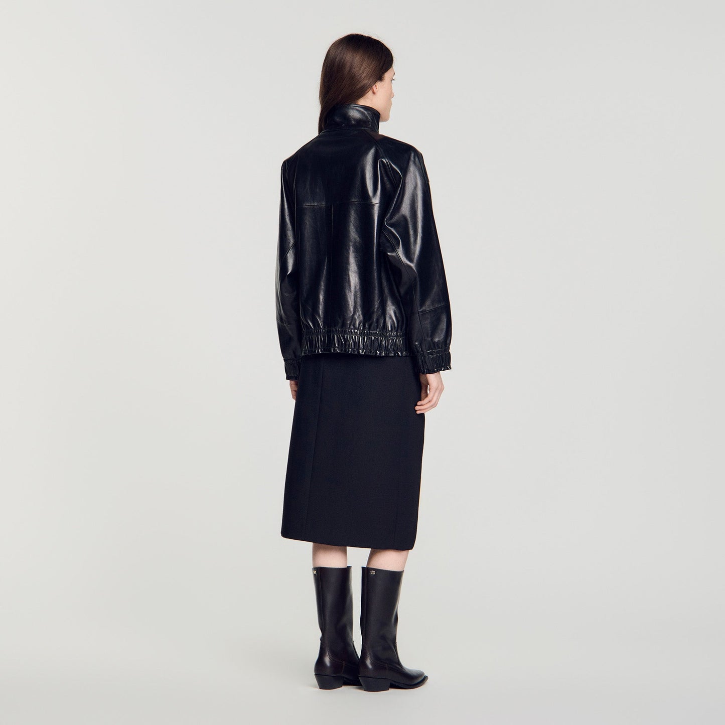 Kim Oversized leather jacket Black