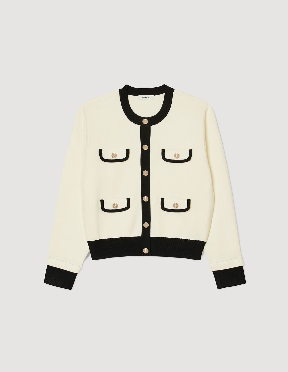 Two-Tone Cardigan With Buttons Ecru