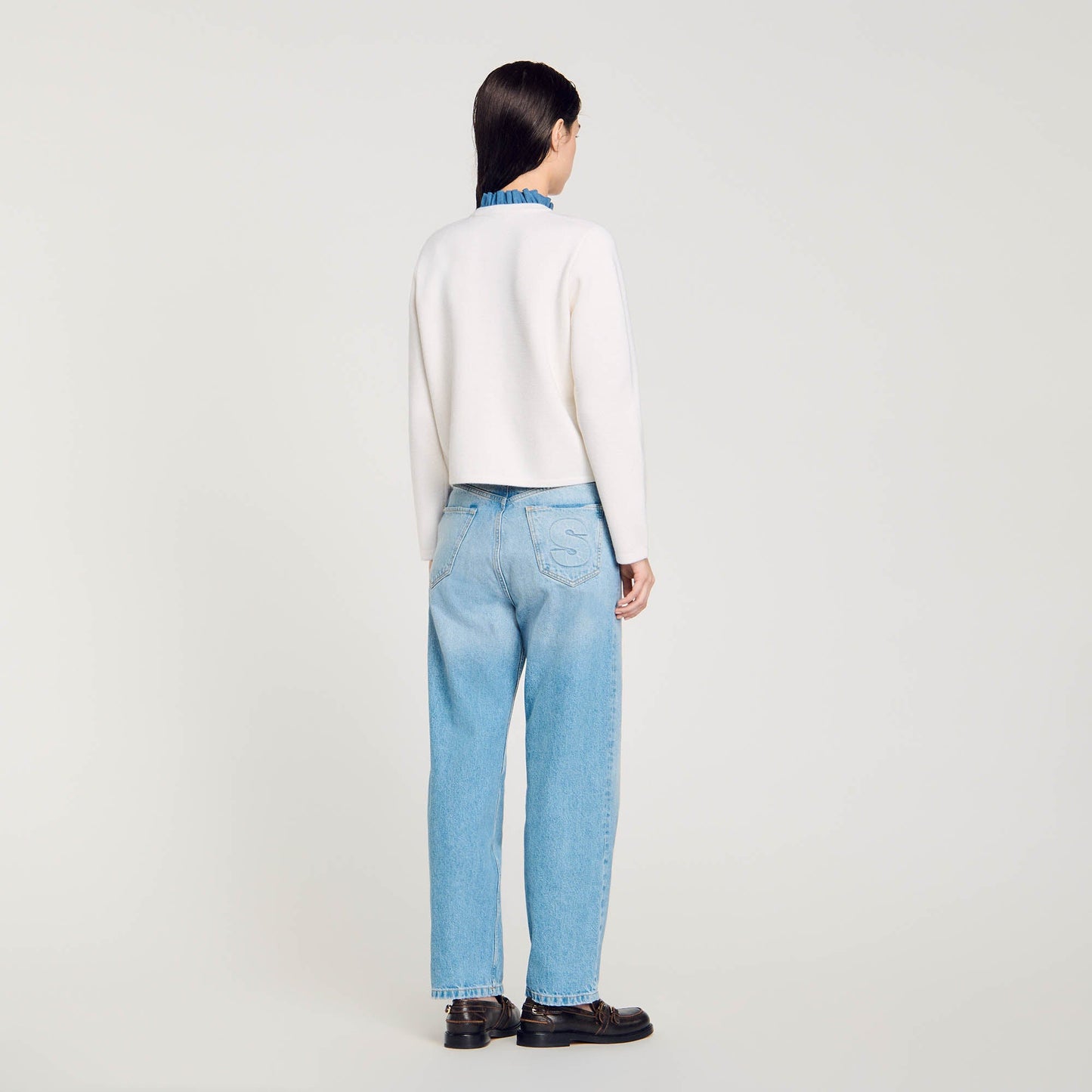 High-Neck Cardigan Ecru