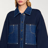 Denim Detail Cardigan Navy Blue