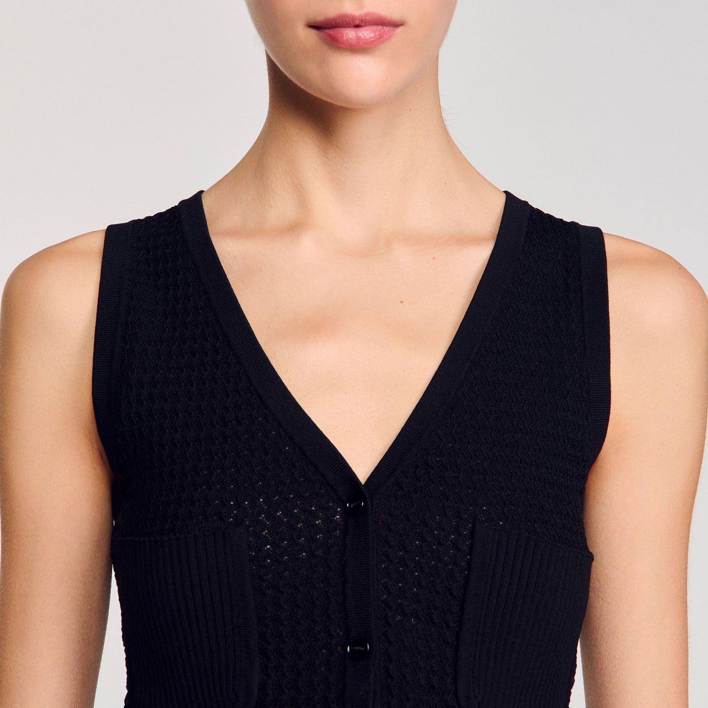 Decorative Knit Cardigan Black