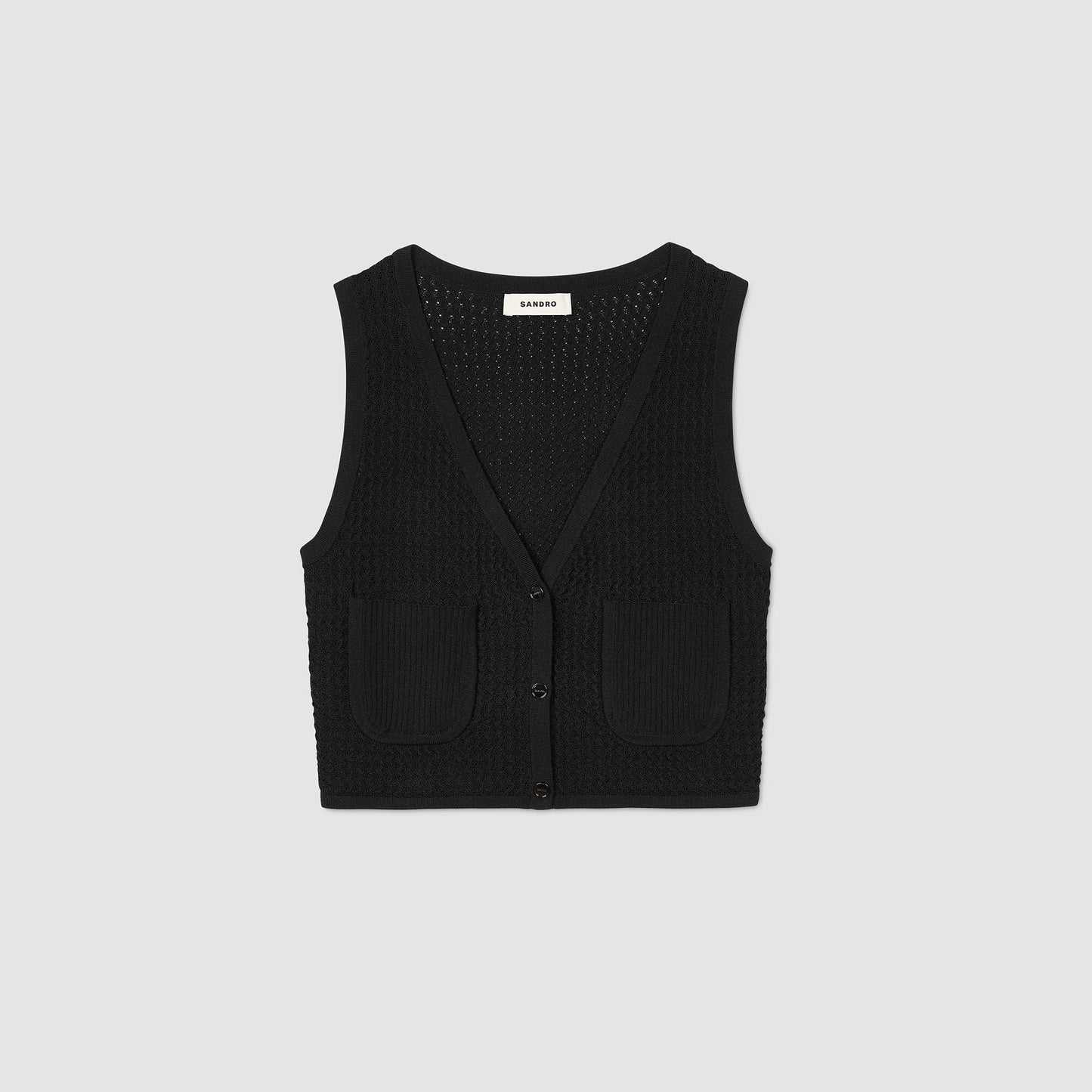 Decorative Knit Cardigan Black