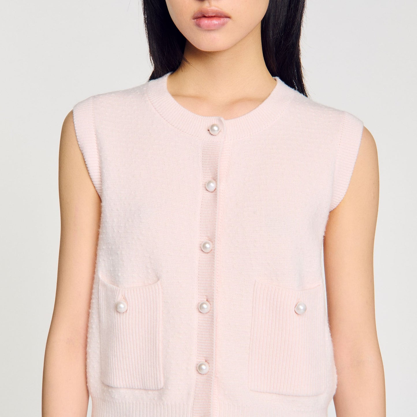 Textured Tweed Cardigan Light Pink