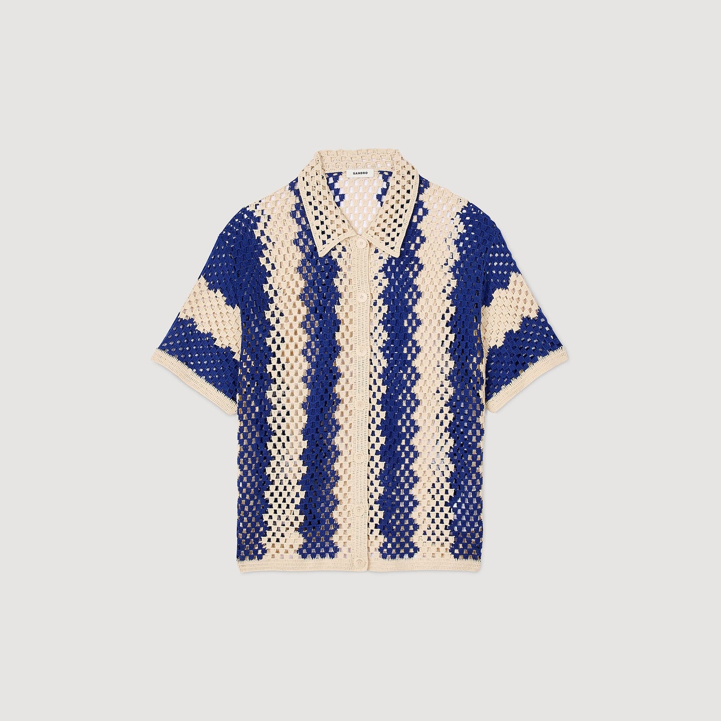 Palmas Two-Tone Knit Cardigan Blue / Ecru