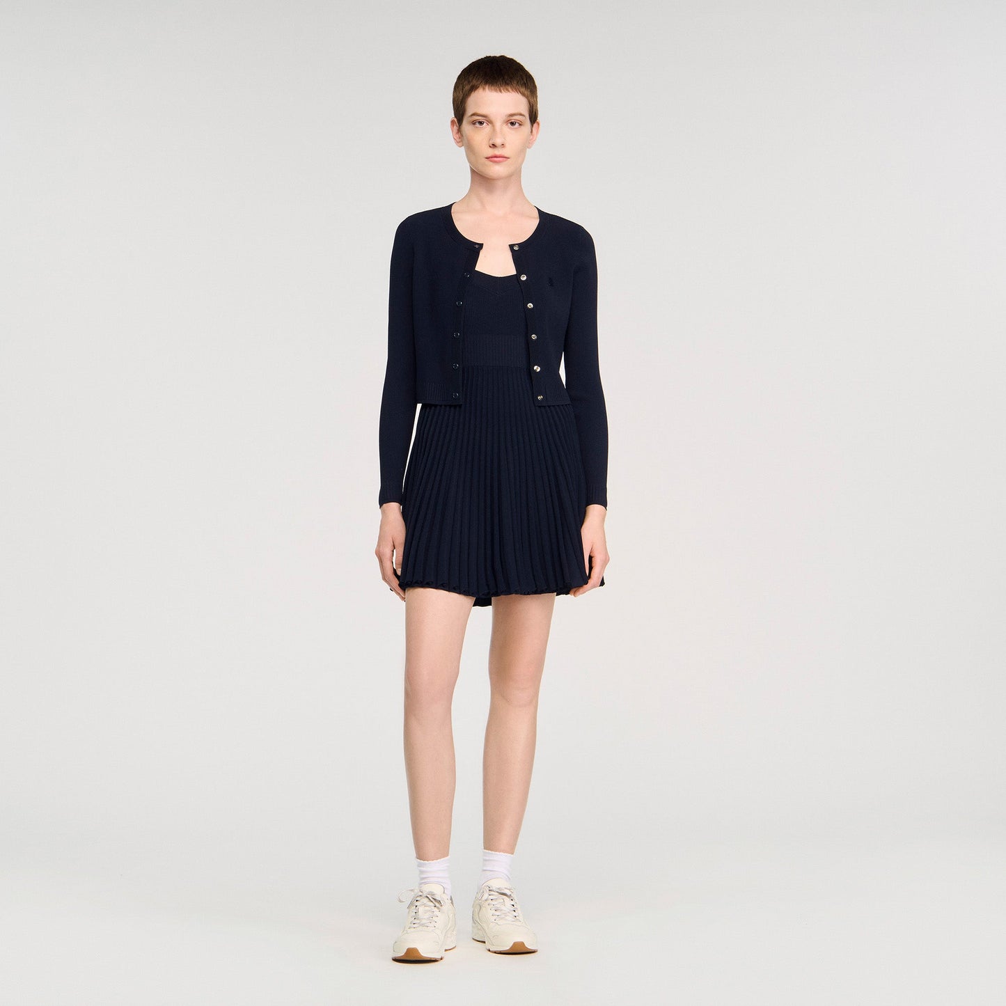 Magdaleina Fine Knit Cardigan Navy Blue