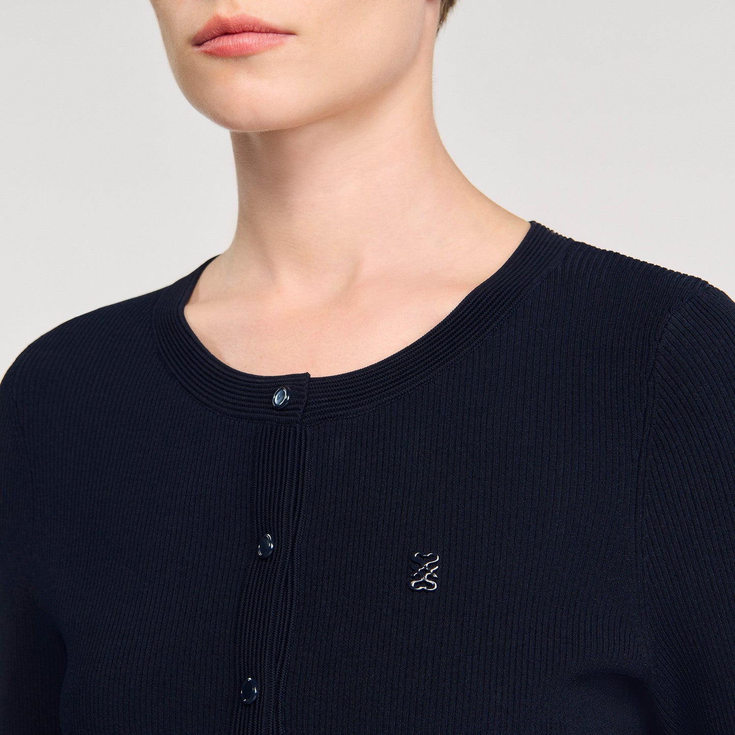 Magdaleina Fine Knit Cardigan Navy Blue
