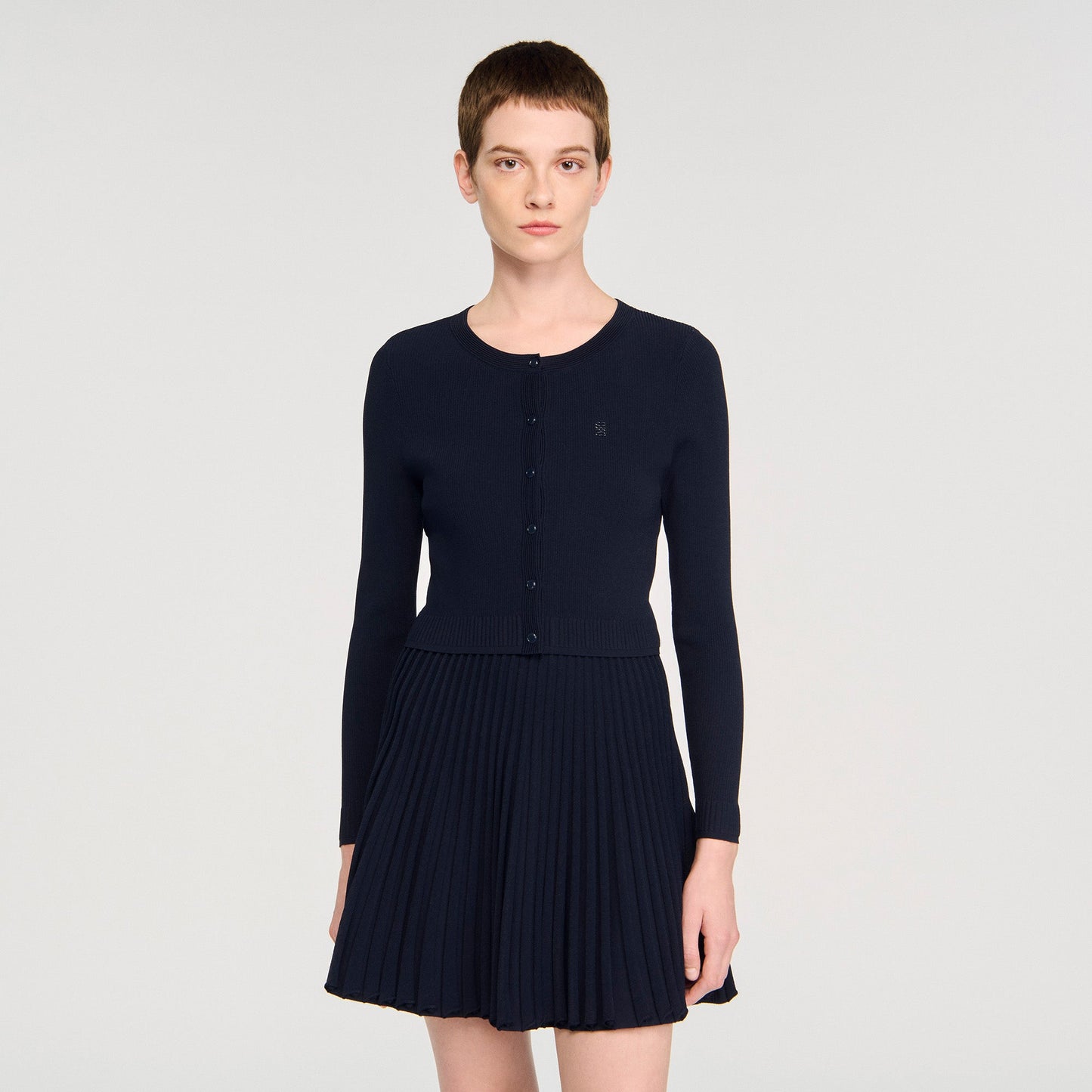 Magdaleina Fine Knit Cardigan Navy Blue