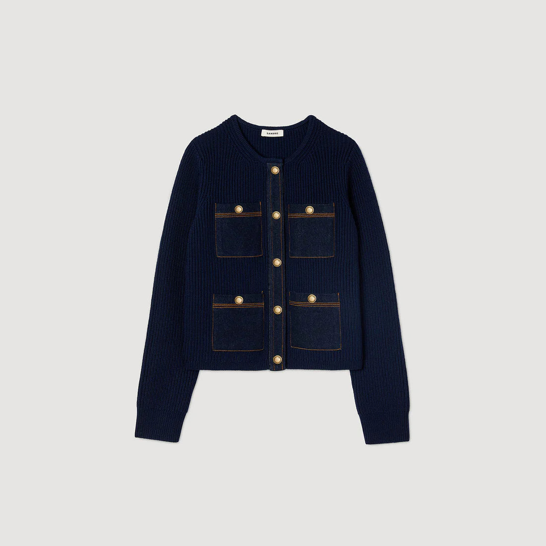 Alexandre Cardigan With Denim Details Navy Blue