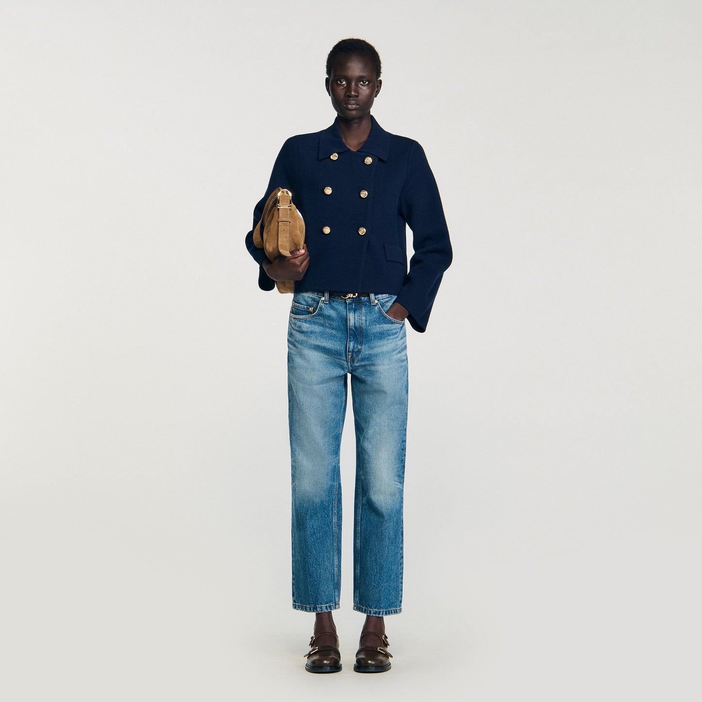 Belvedere Double-Breasted Cardigan Navy Blue