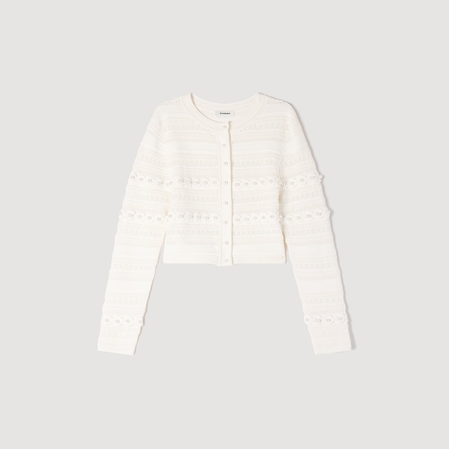 Laneo Pearl Textured Knit Cardigan CREAM