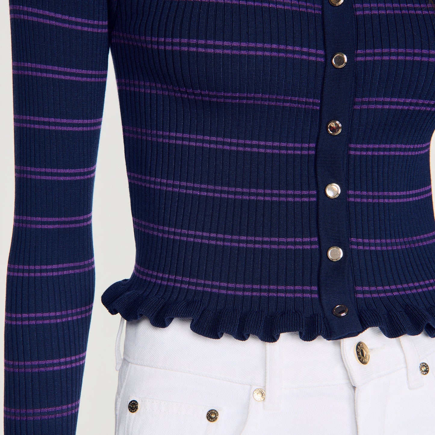 Areanne Striped knit cardigan Navy / Purple