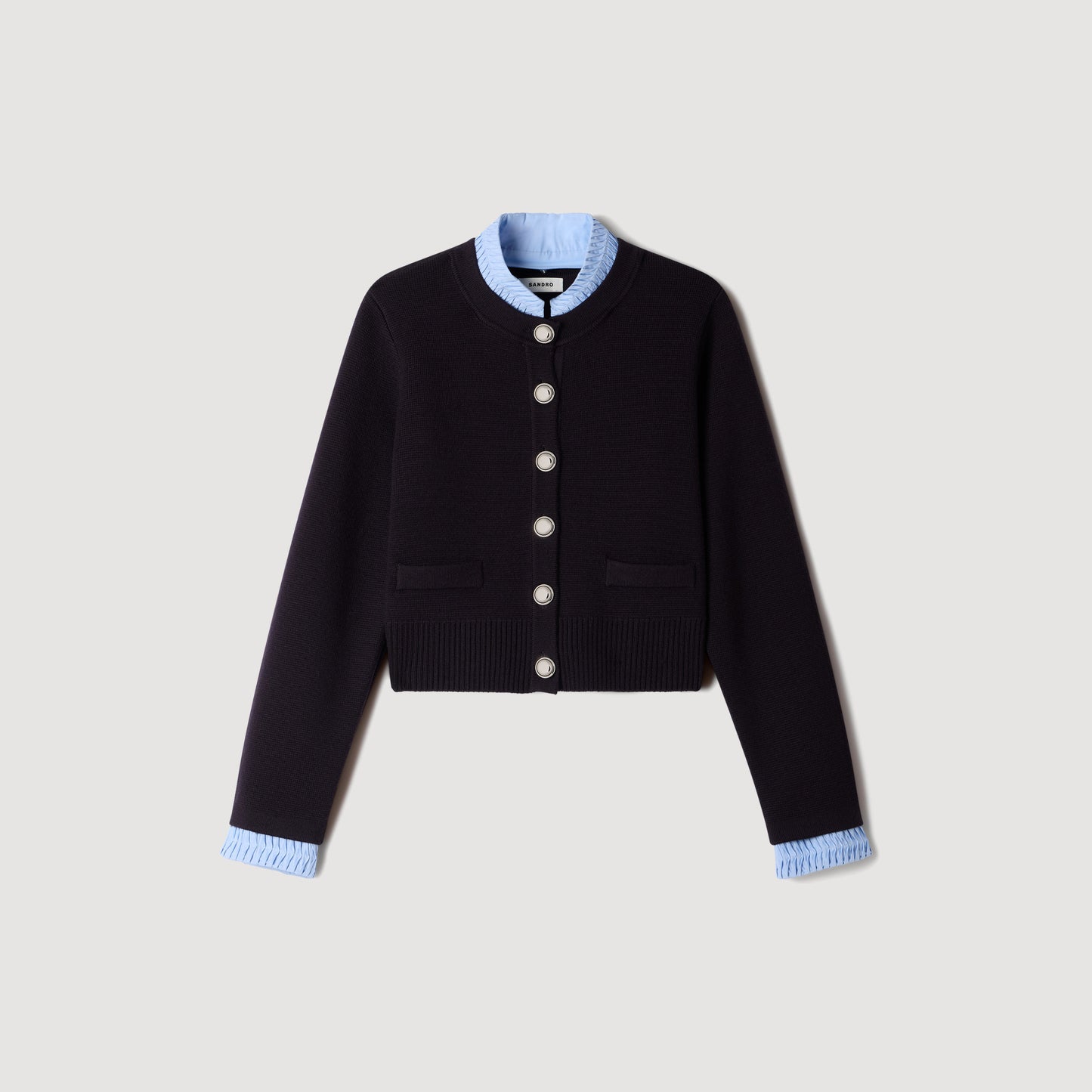 Anthony Two-tone origami collar cardigan Navy Blue