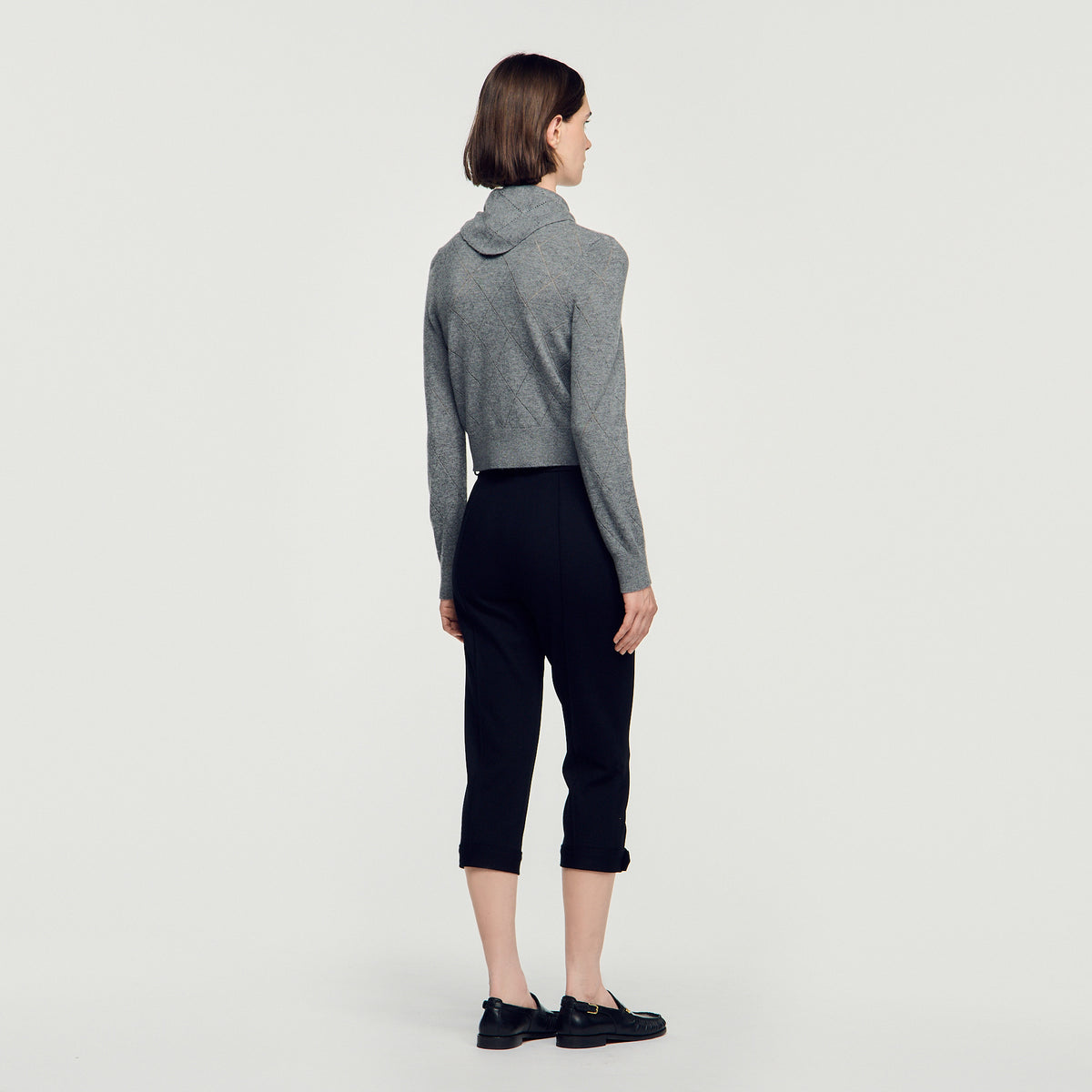 Coralyne Pointelle Knit Cardigan Grey