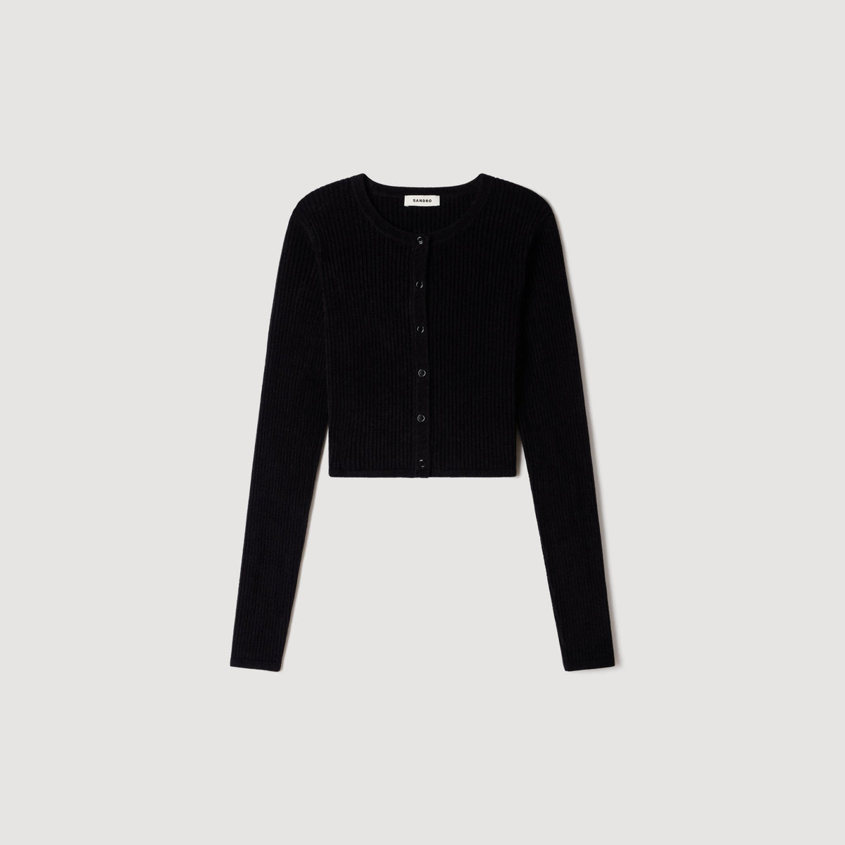Dove Velvet Knit Cropped Cardigan Black