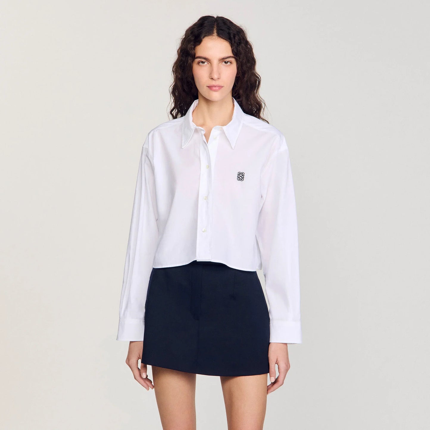 Cropped Poplin Shirt white