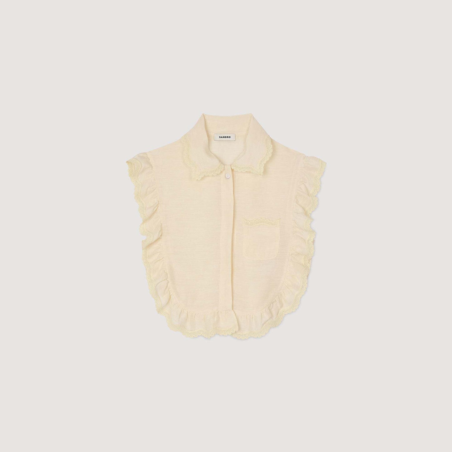Light Yellow Shirt Collar With Lace Detail