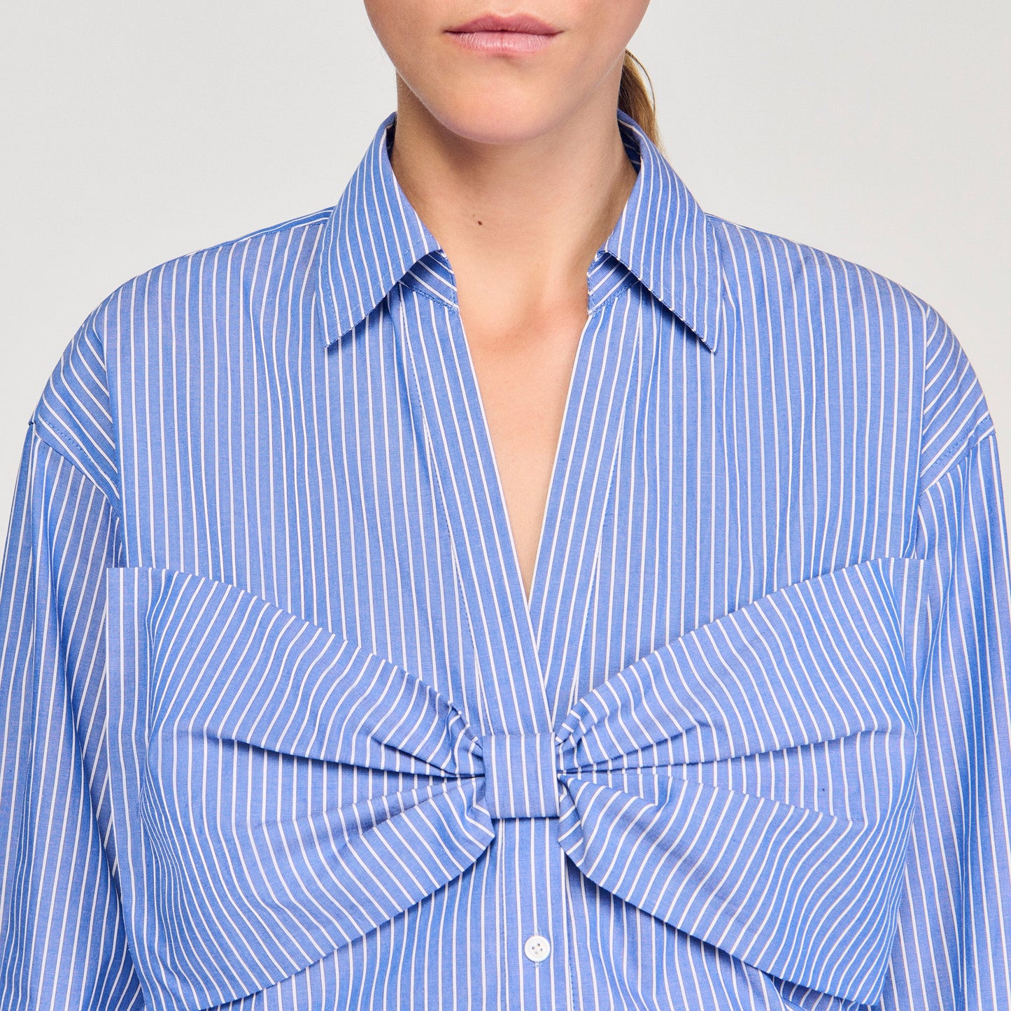Noeline Oversized Bow Shirt Blu / White