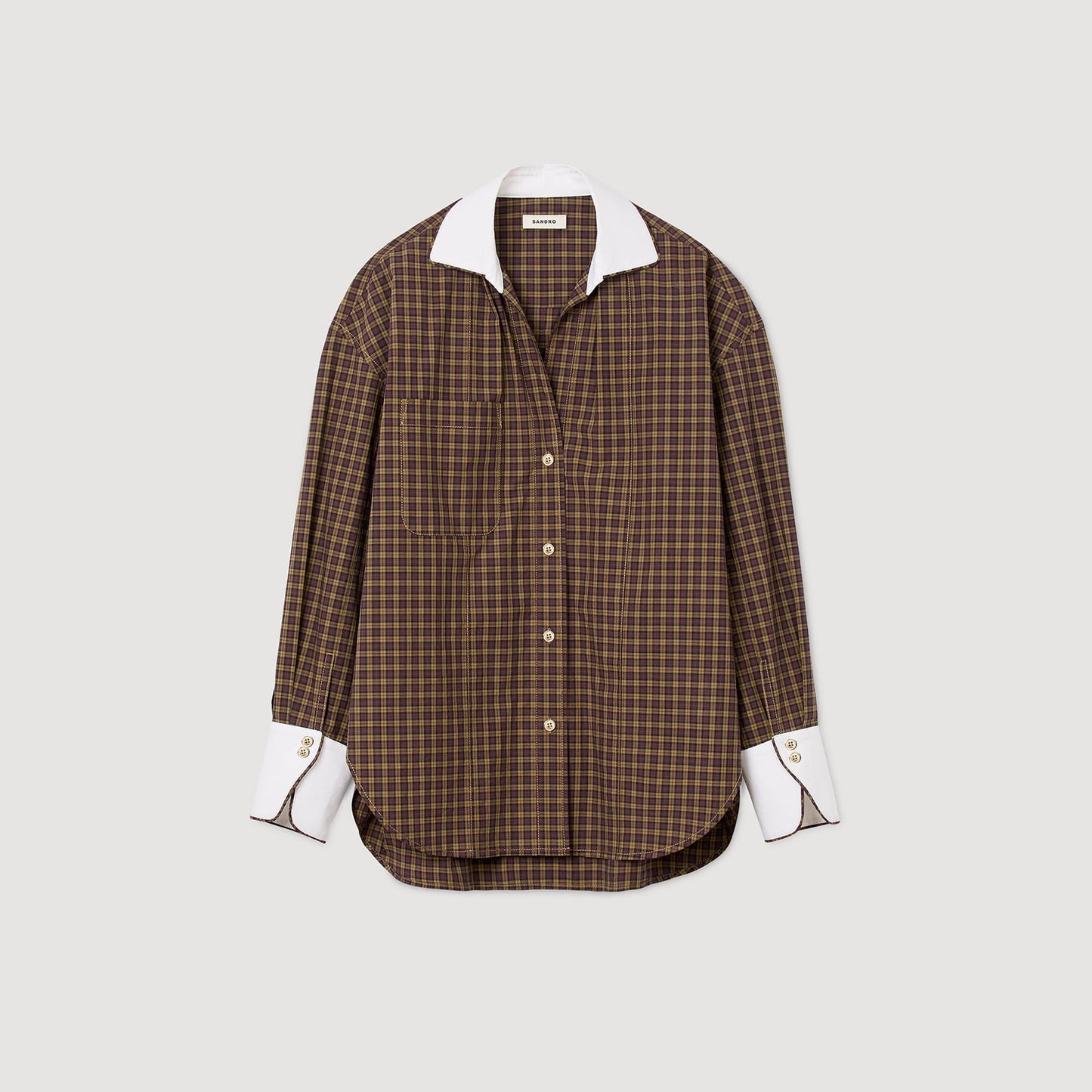 Valea Two-Tone Check Shirt Burgundy / Brown