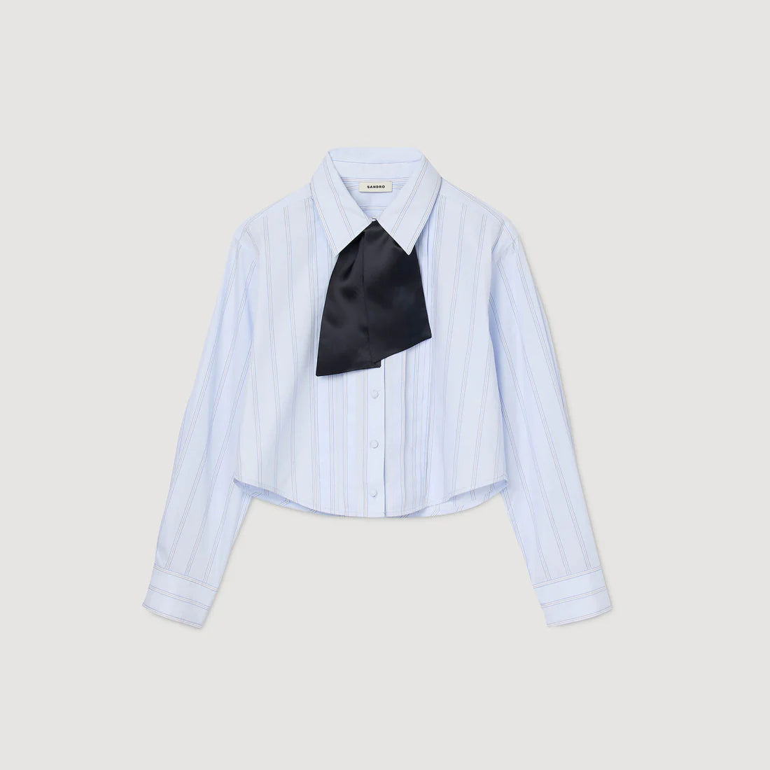 Marissa Cropped Shirt With Removable Tie Sky Blue