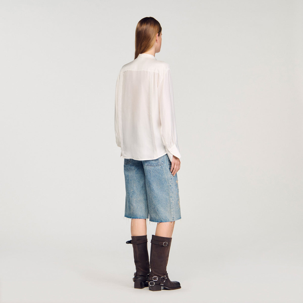 Ambra Silk Lavallière Shirt Ecru