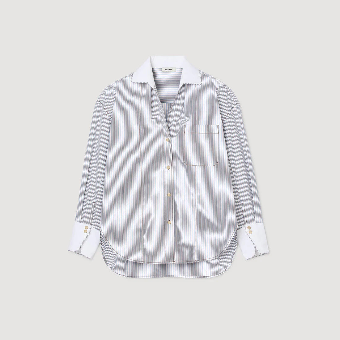 Kelly Oversized Striped Shirt Ecru / Bleu