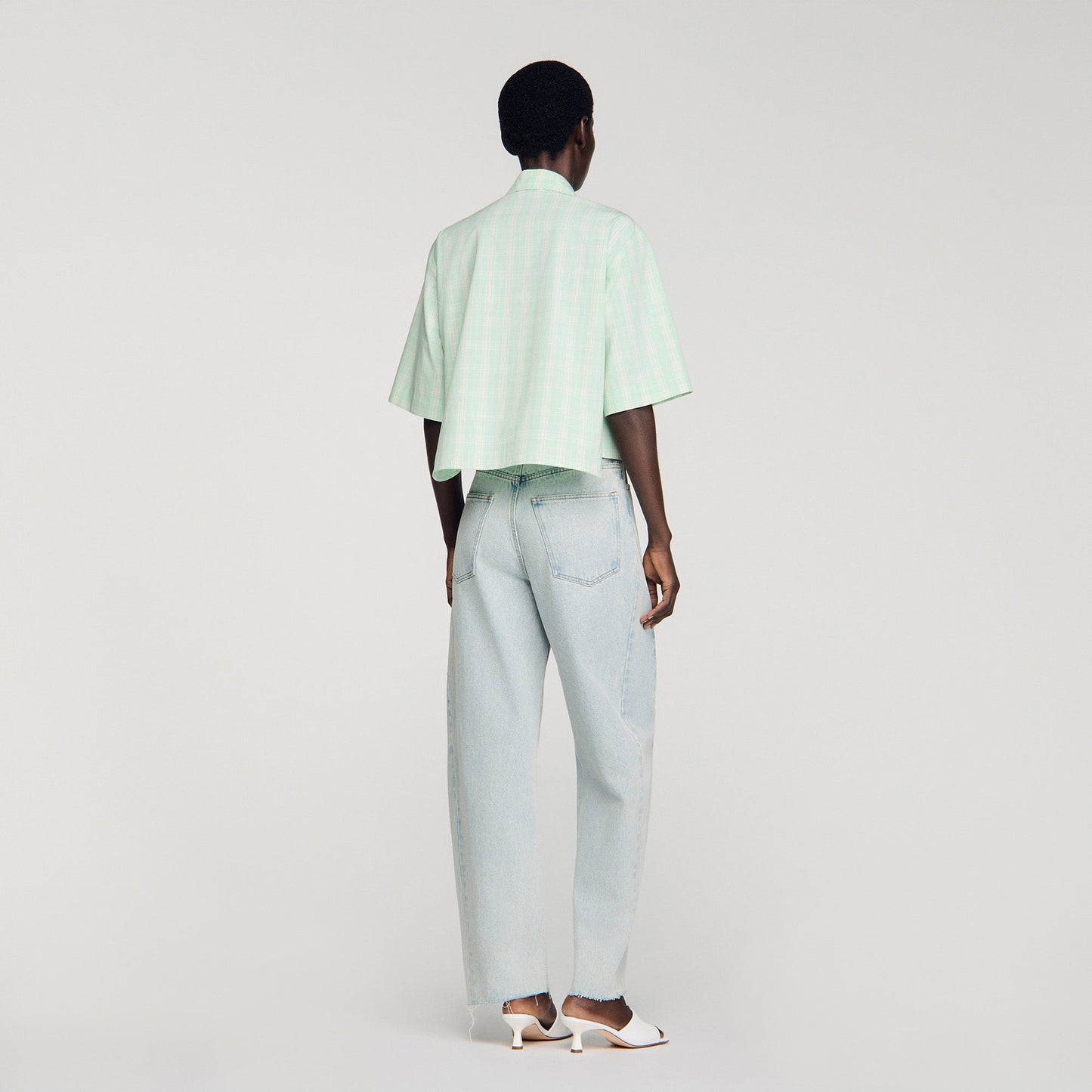 Kaia Short Checked Shirt Green / Ecru